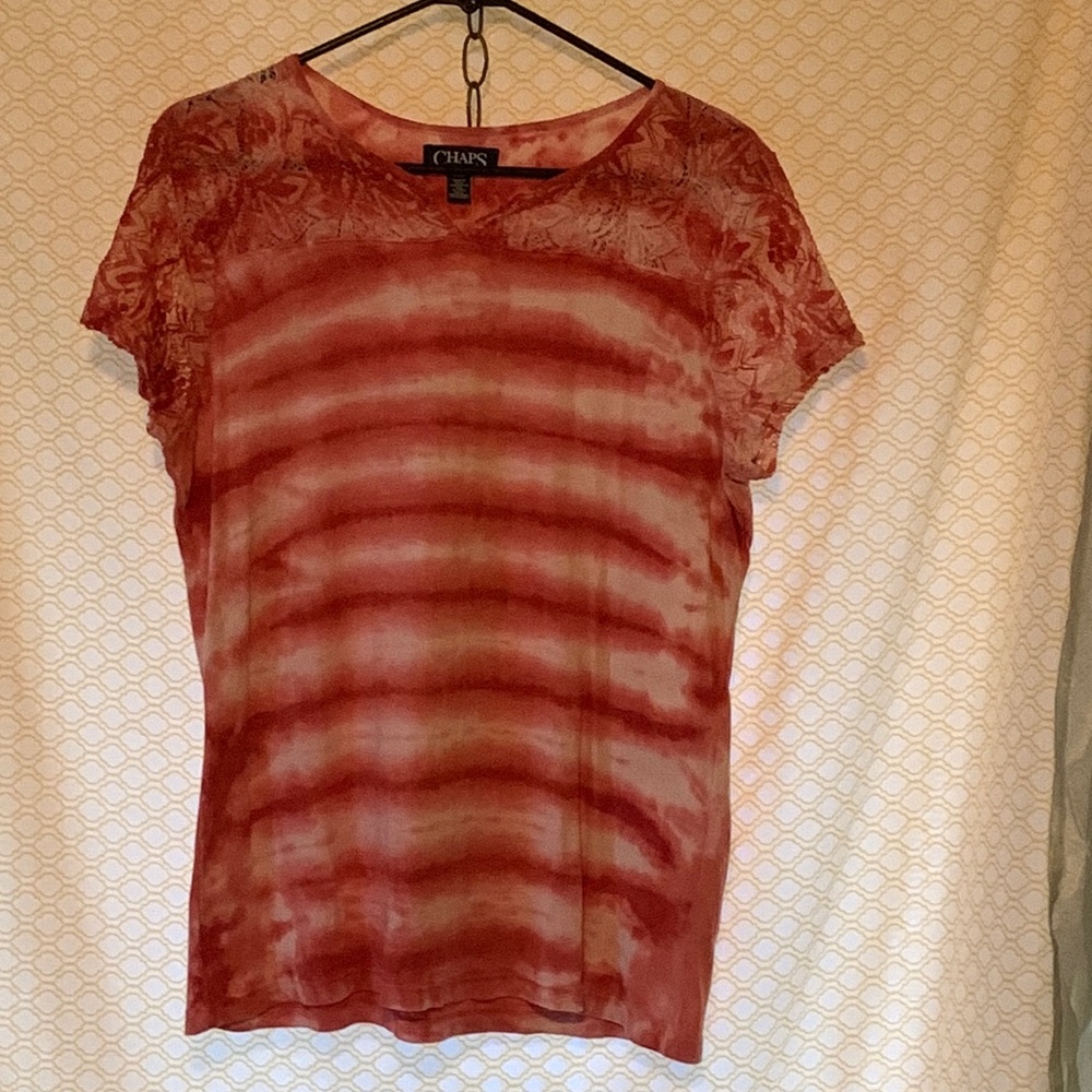 EUC-Chaps Denim-Short Sleeve-Tie Dye-Large